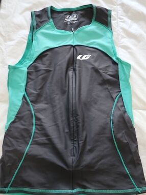 Louis Garneau Women’s Black and Teal Zip-Front Racing Top